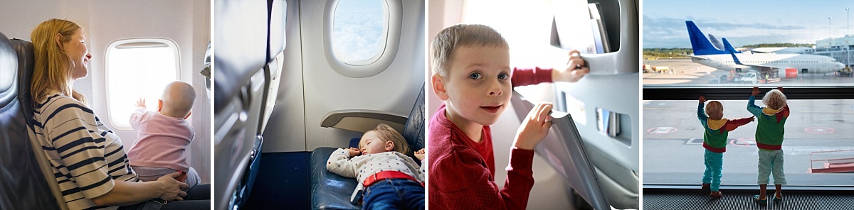 Kids travelling by plane
